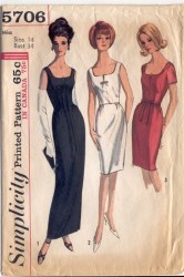5706 SIMPLICITY 1964 SHORT SLEEVES OR NOT DRESS LENGTHS, VESTEE PATTERN 14 34